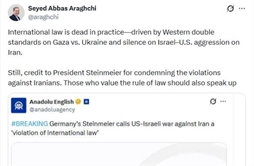 I.R. Iran, Ministry of Foreign Affairs- Araghchi: credit to Steinmeier for condemning the violations against Iranians